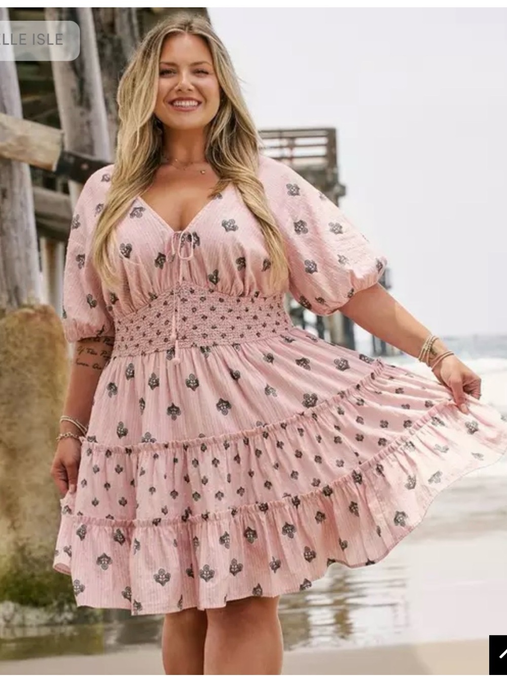 Torrid Belle Isle Puff Sleeve Smocked Mini Dress size 1x